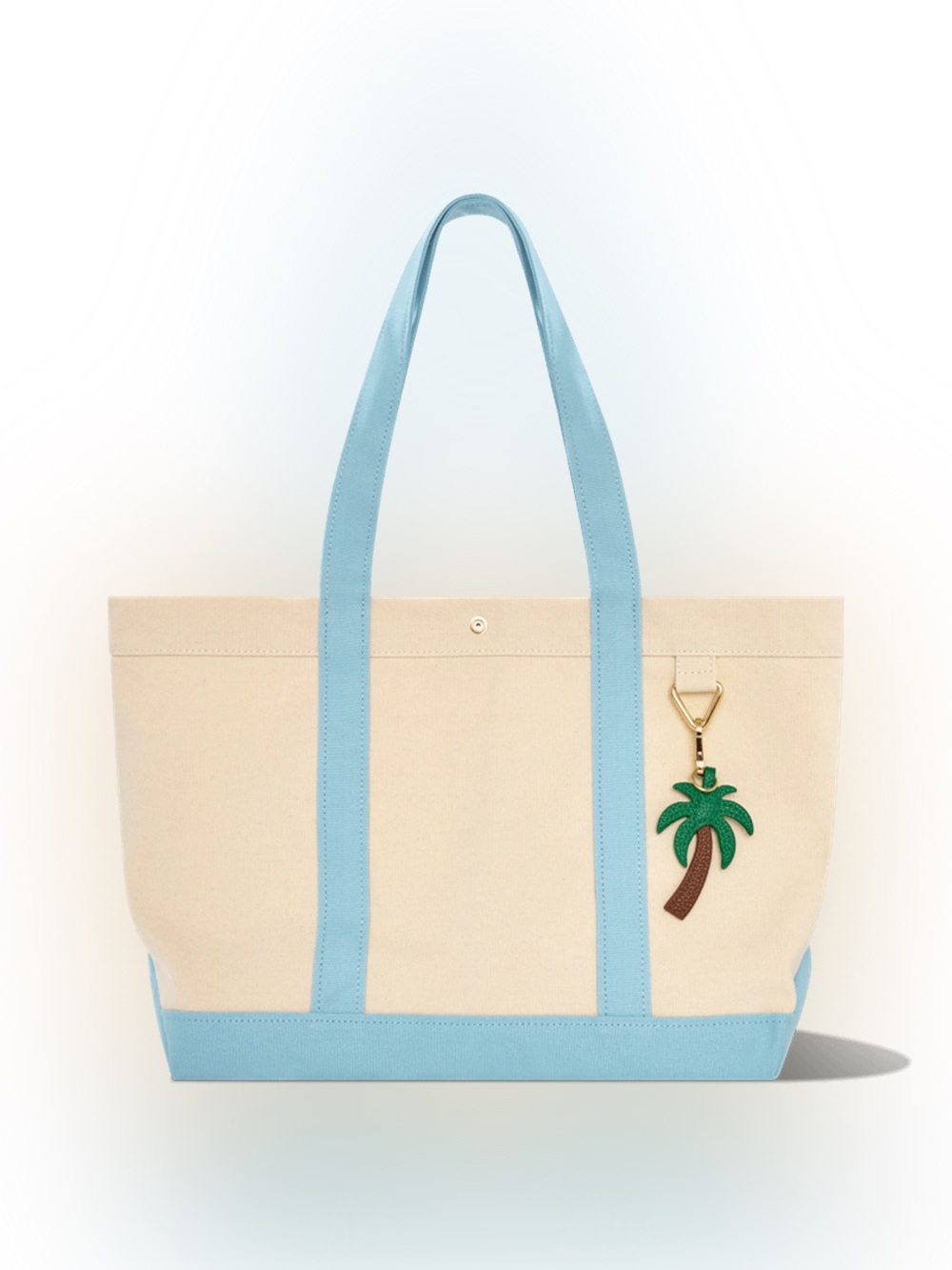 🌴NWT BaubleBar Away We Go Canvas Tote with Light Blue Trim & Straps🌴